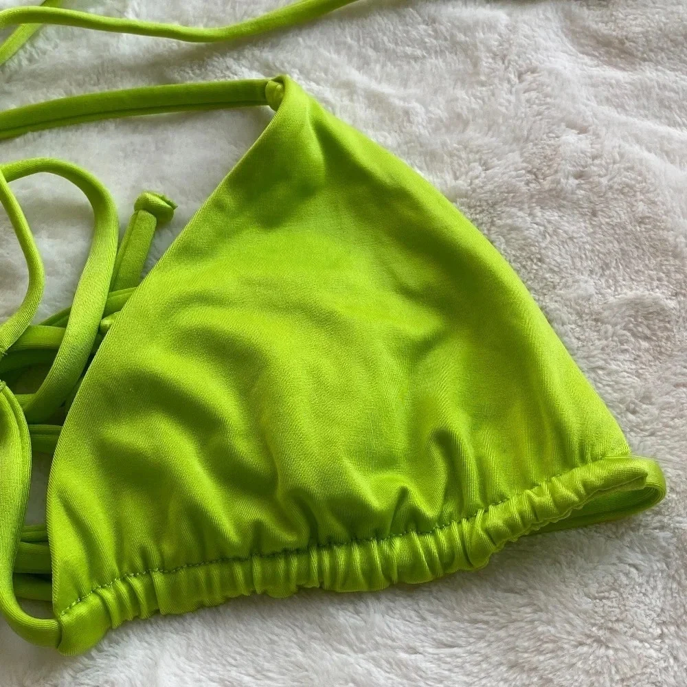 New! Frankie's Bikinis Tatum Satin Triangle Bikini Top 14811